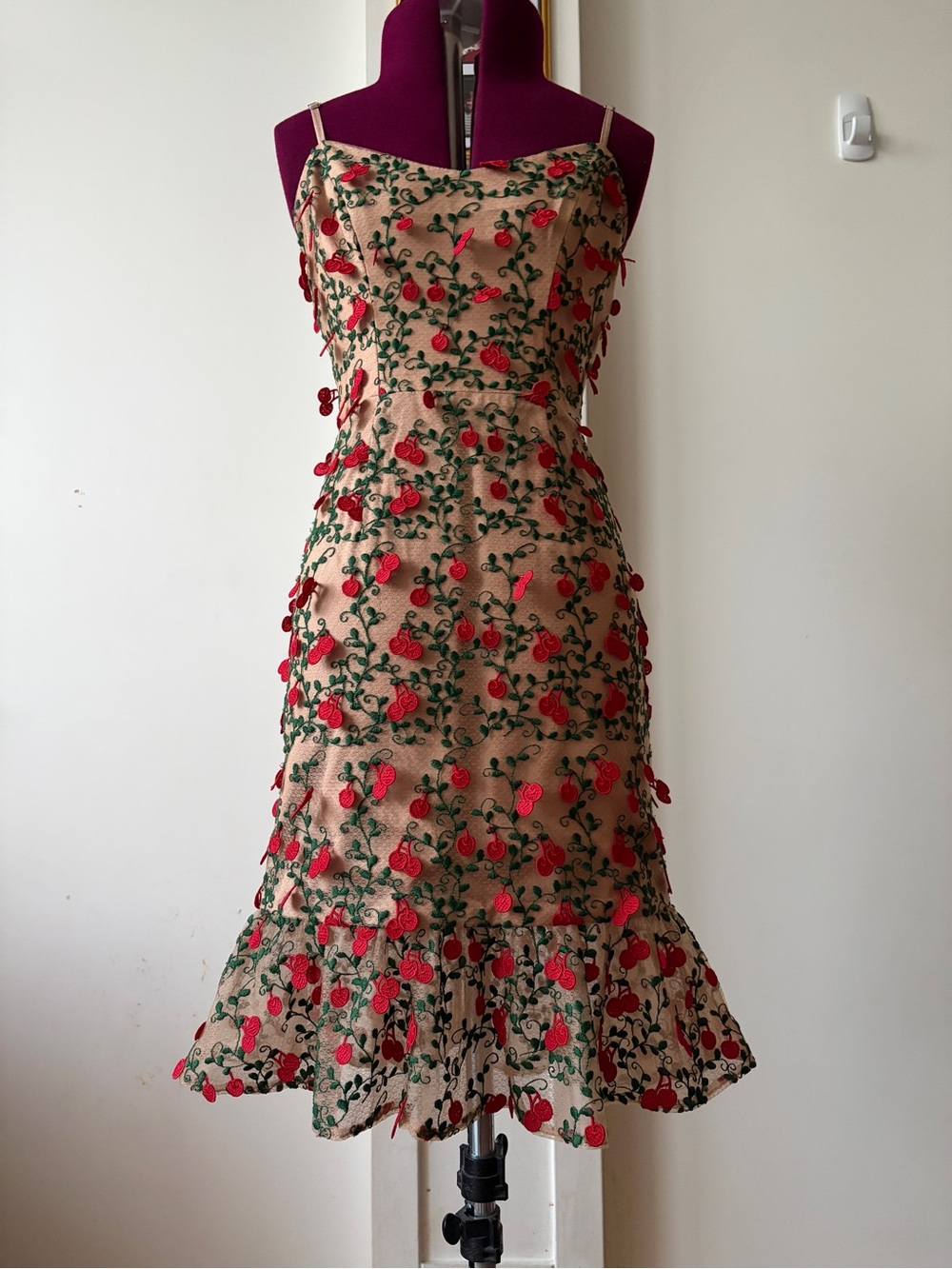 Dress the Population Kaya Embroidered Cherry Adorned Mini Dress